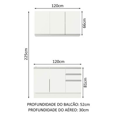 Cozinha Compacta Glamy Com Armário E Balcão sem Tampo E Pia
