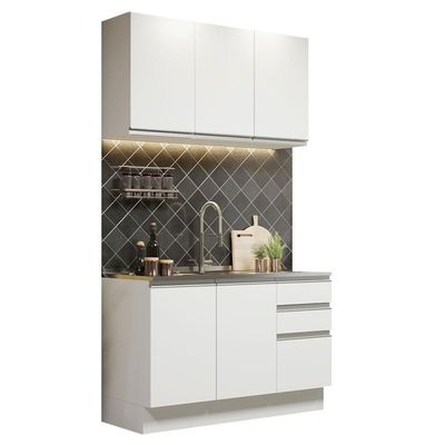 Cozinha Compacta Glamy Com Armário E Balcão sem Tampo E Pia