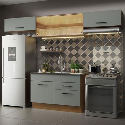 Cozinha Compacta Agata Rustic/Cinza Madesa