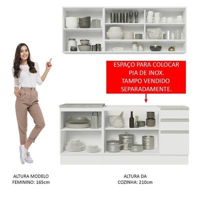Cozinha Completa 180006 Com Armário E Balcão Branco Branco