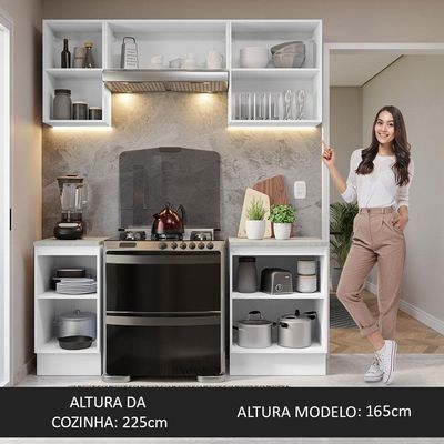 Armário De Cozinha 180Cm Branco Glamy 12 Branco