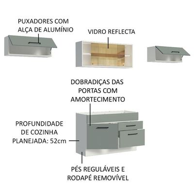 Cozinha Compacta Agata Branco/Cinza Madesa