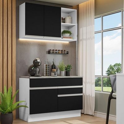 Armário De Cozinha Compacta 120cm Branco/Preto