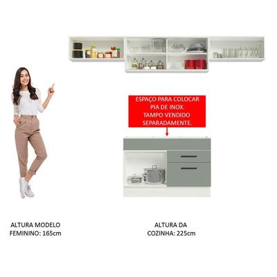 Cozinha Compacta Agata Branco/Cinza Madesa