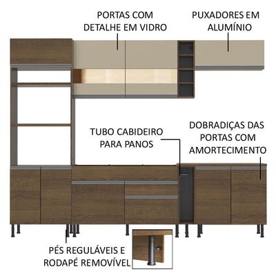 Cozinha Completa Vicenza com Armário e Balcão + Tampo Madesa