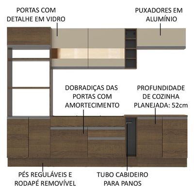 Cozinha Completa Vicenza com Armário e Balcão + Tampo Madesa
