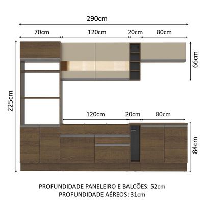Cozinha Completa Vicenza com Armário e Balcão + Tampo Madesa