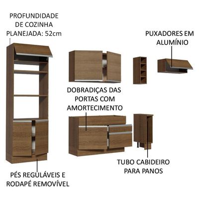 Cozinha Completa Safira com Armário e Balcão + Tampo Madesa