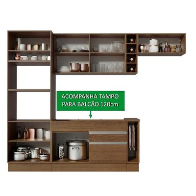 Cozinha Completa Safira com Armário e Balcão + Tampo Madesa