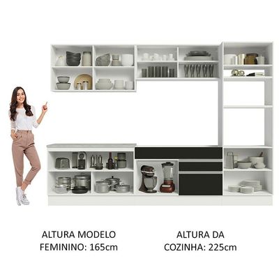 Cozinha Completa 310001 Com Armário E Balcão Branco/Preto