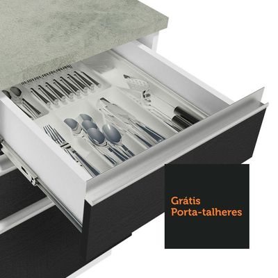Armário De Cozinha 180Cm Branco/Preto Glamy 09 Branco/Preto