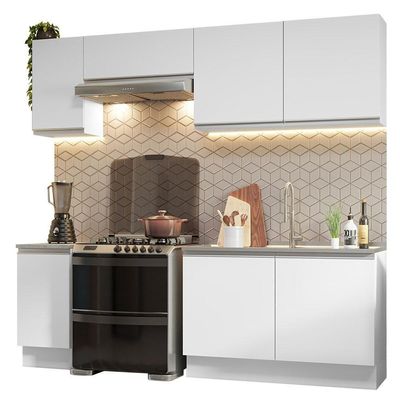 Armário De Cozinha 240Cm Branco Glamy 10 Branco