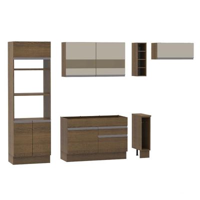Cozinha Completa Safira Rustic/Crema Armário Balcão Madesa