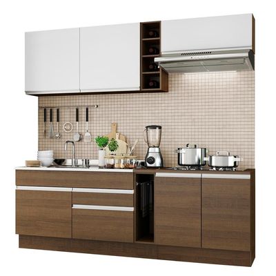 Cozinha Completa Parma com Armário e Balcão Rustic/Branco