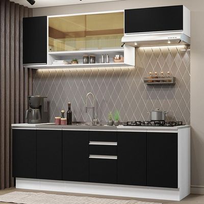 Cozinha Completa 240003 Com Armário E Balcão Branco/Preto