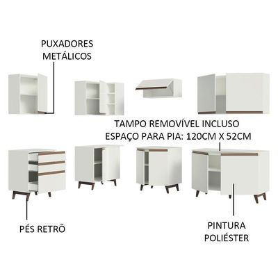 Cozinha Completa de Canto Reims Branco Madesa