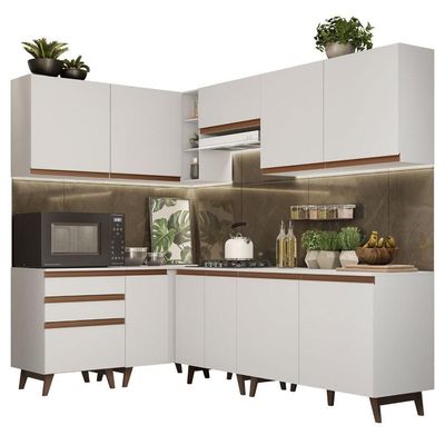Cozinha Completa de Canto Reims Branco Madesa