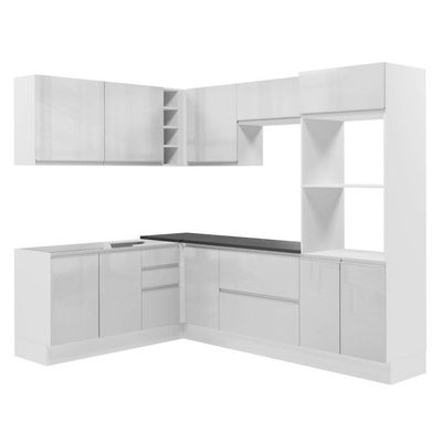 Cozinha Completa De Canto Mdf Madesa Acordes Branco Brilho
