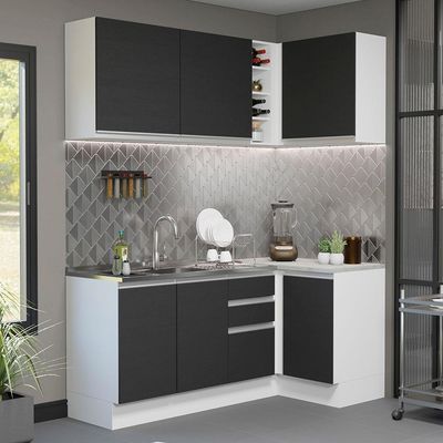 Cozinha Completa 269001 Com Armário E Balcão Branco/Preto