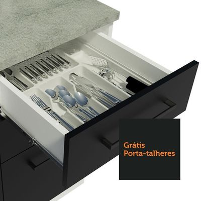 Armário De Cozinha Compacta 180cm Branco/preto Agata Madesa