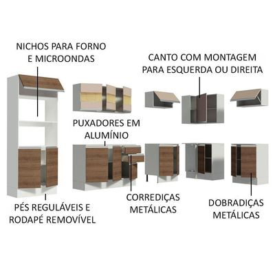 Cozinha Completa 100% Mdf Madesa Smart Modulada De Canto