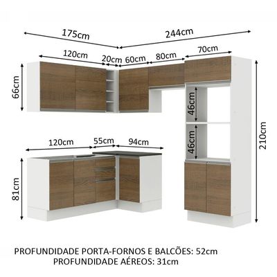 Cozinha Completa Acordes Glamy Rustic 100% MDF Canto Madesa