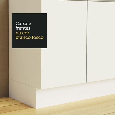 Armário De Cozinha Completa De Canto 100% Mdf 447cm Branco Smart Madesa 02 Branco