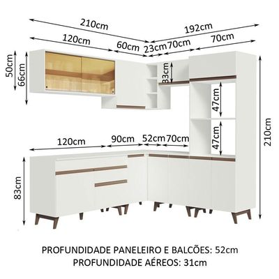 Cozinha Completa de Canto Reims com Armário Balcão Madesa