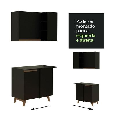 Cozinha Completa De Canto Madesa Reims 392001 Preto