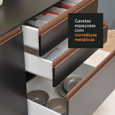 Cozinha Completa De Canto Madesa Reims 392001 Preto