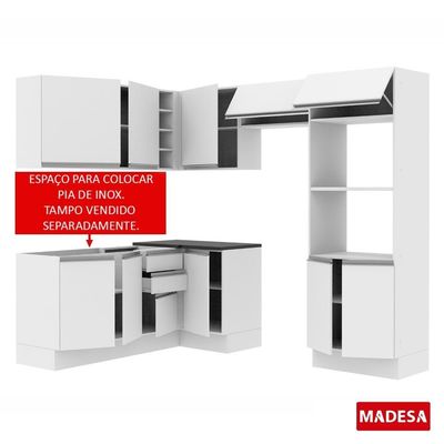 Cozinha Completa Acordes Glamy Branco 100% MDF Canto Madesa