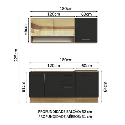Cozinha Completa Madesa Agata 180002 Com Armário E Balcão