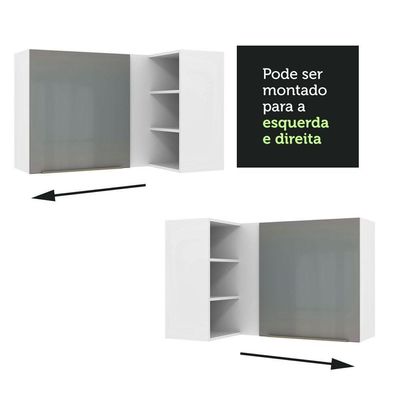 Armário Aéreo de Canto com Adega Acoplada 1 Porta Branco