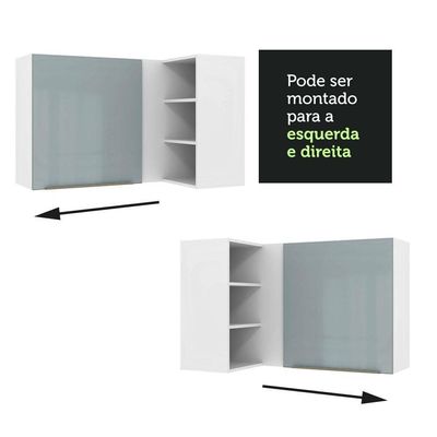Armário Aéreo de Canto com Adega Acoplada 1 Porta Branco