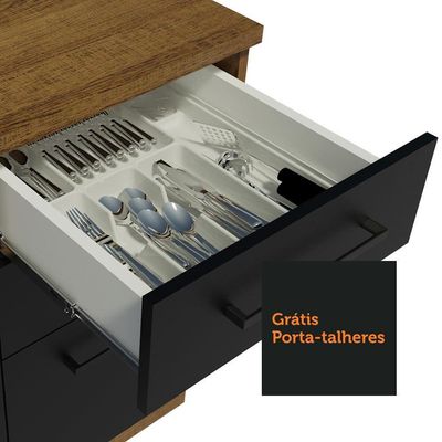 Armário De Cozinha Compacta 180cm Rustic/preto Agata Madesa