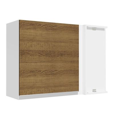 Armário Aéreo de Canto Glamy 1 Porta Branco/Rustic Madesa