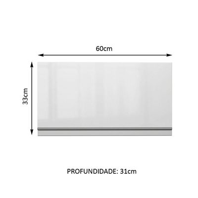 Armário Aéreo Acordes 100% Mdf 60cm 1 Porta Branco Brilho