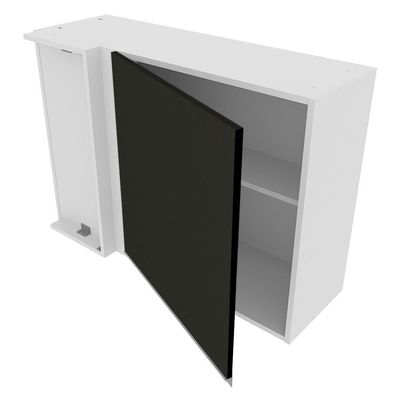 Armário Aéreo de Canto Glamy 1 Porta Branco/Preto Madesa