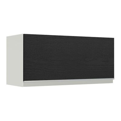 Armário Aéreo 70cm 1 Porta Basculante Branco Preto