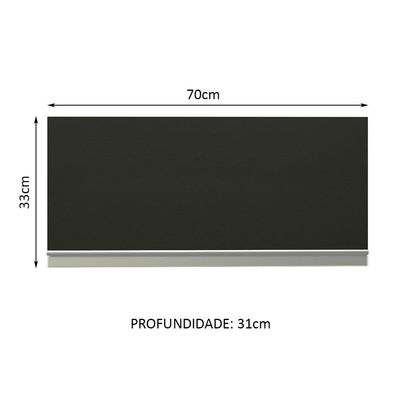 Armário Aéreo 70cm 1 Porta Basculante Branco Preto