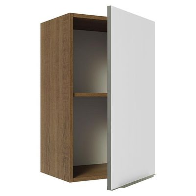 Armário Aéreo 40 Cm 1 Porta Rustic/Branco Veludo