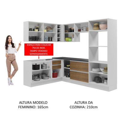 Cozinha Completa De Canto Mdf Madesa Acordes Branco Rustic
