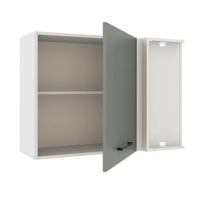 Armário Aéreo de Canto Madesa Agata 1 Porta Branco Cinza