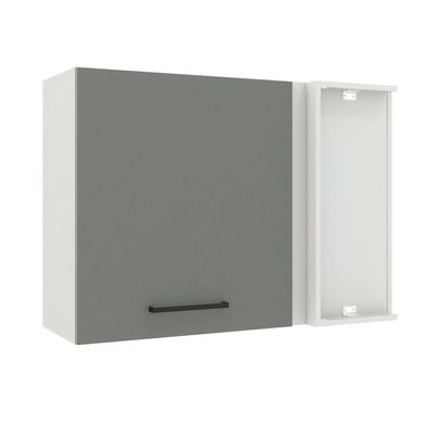 Armário Aéreo de Canto Madesa Agata 1 Porta Branco Cinza