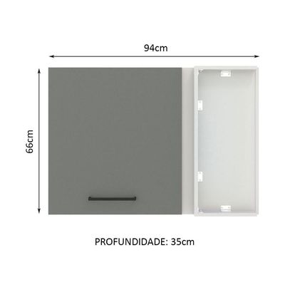 Armário Aéreo de Canto Madesa Agata 1 Porta Branco Cinza