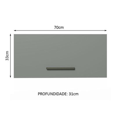 Armário Aéreo de Cozinha Agata 70cm 1 Porta Branco Cinza