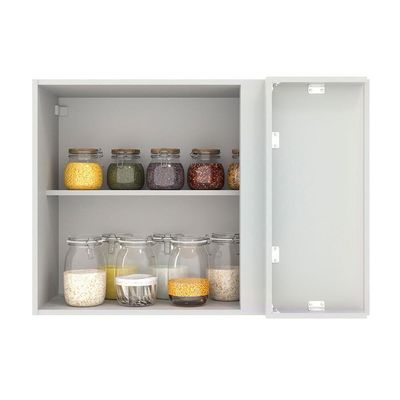 Armário Aéreo de Canto Madesa Agata 1 Porta Branco Cinza