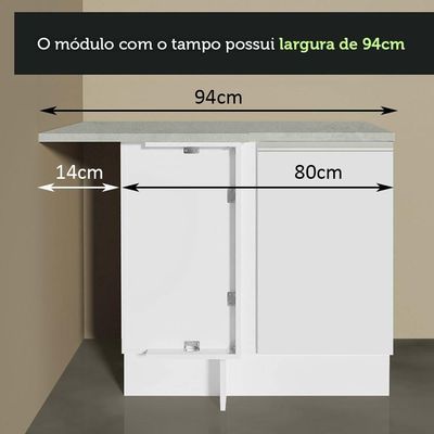 Armário De Cozinha 349Cm Branco Glamy 07 Branco