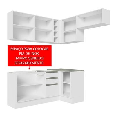 Armário De Cozinha 349Cm Branco Glamy 07 Branco