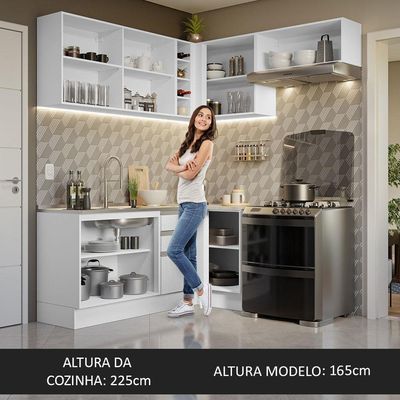 Armário De Cozinha 349Cm Branco Glamy 07 Branco